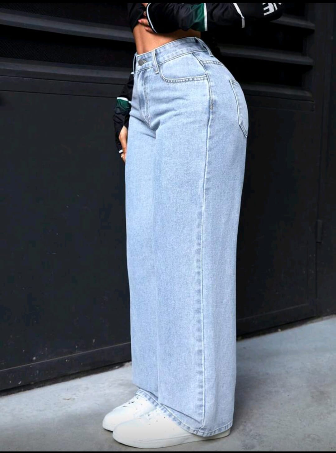 Ladies Premium High Waist Baggy Jeans