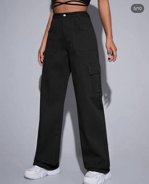Ladies High Waist Baggy Cargo Pant