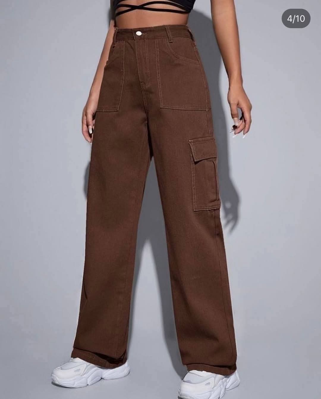 Ladies High Waist Baggy Cargo Pant
