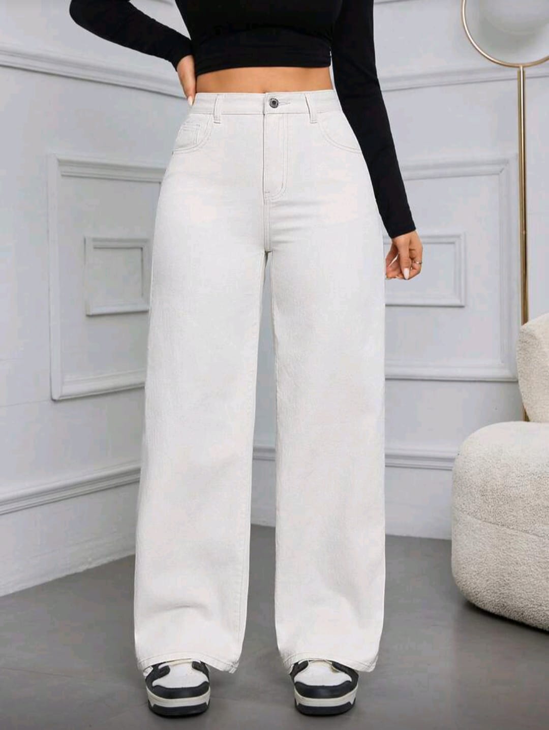Ladies Premium High Waist Baggy Jeans