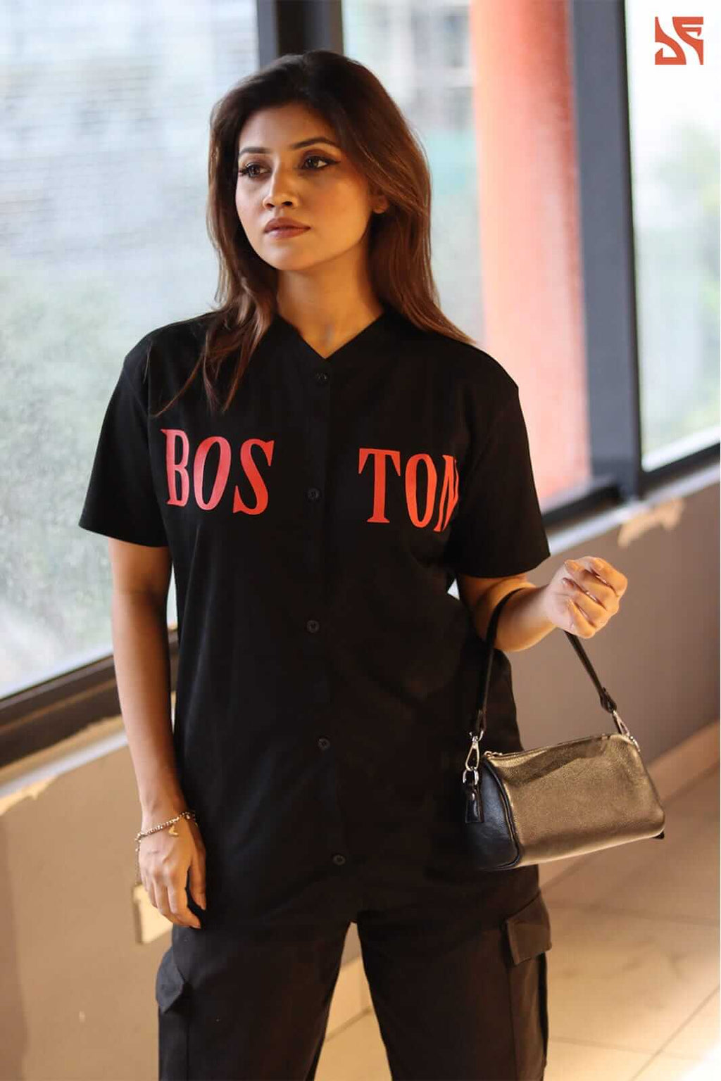 Stylish “BOSTON” Printed Button Jersey-Shirt for Women – Trendy Tailor