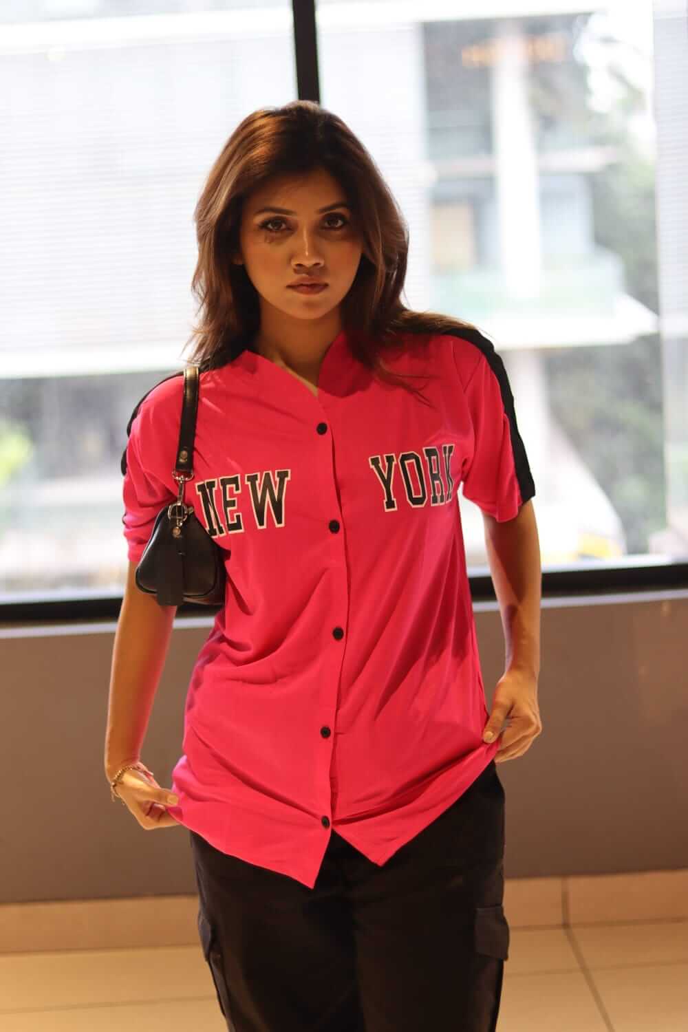 Stylish “BOSTON” Printed Button Jersey-Shirt for Women – Trendy Tailor