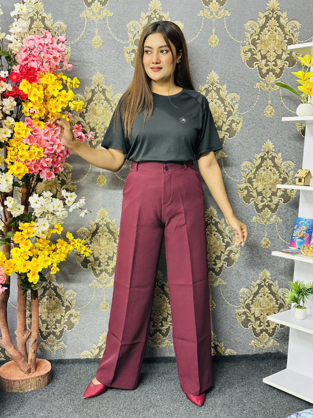 LADIES’ PREMIUM HIGH-WAIST WIDE-LEG FORMAL PANTS