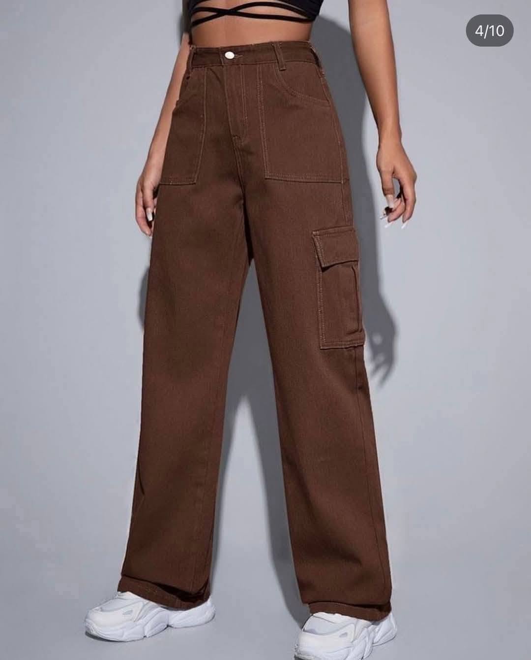 Ladies High Waist Baggy Cargo Pant