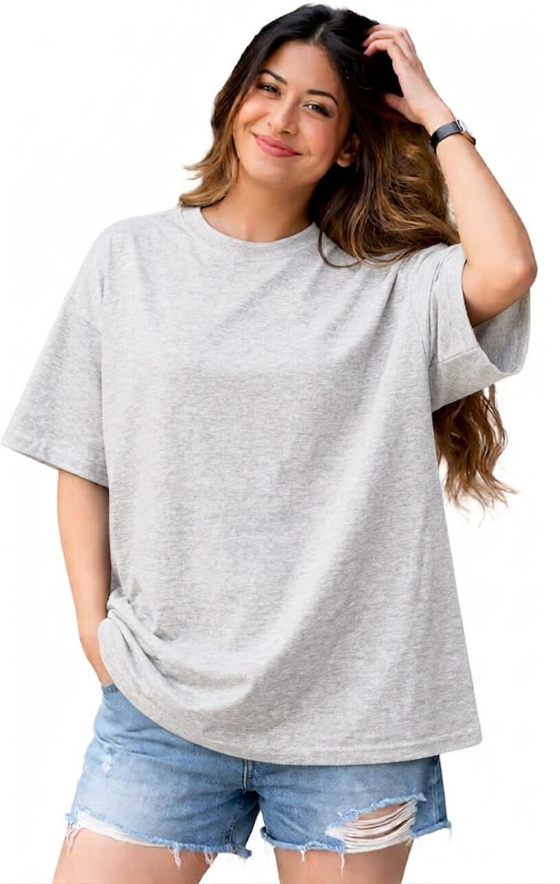 Ladied Drop Shoulder Solid T shirt