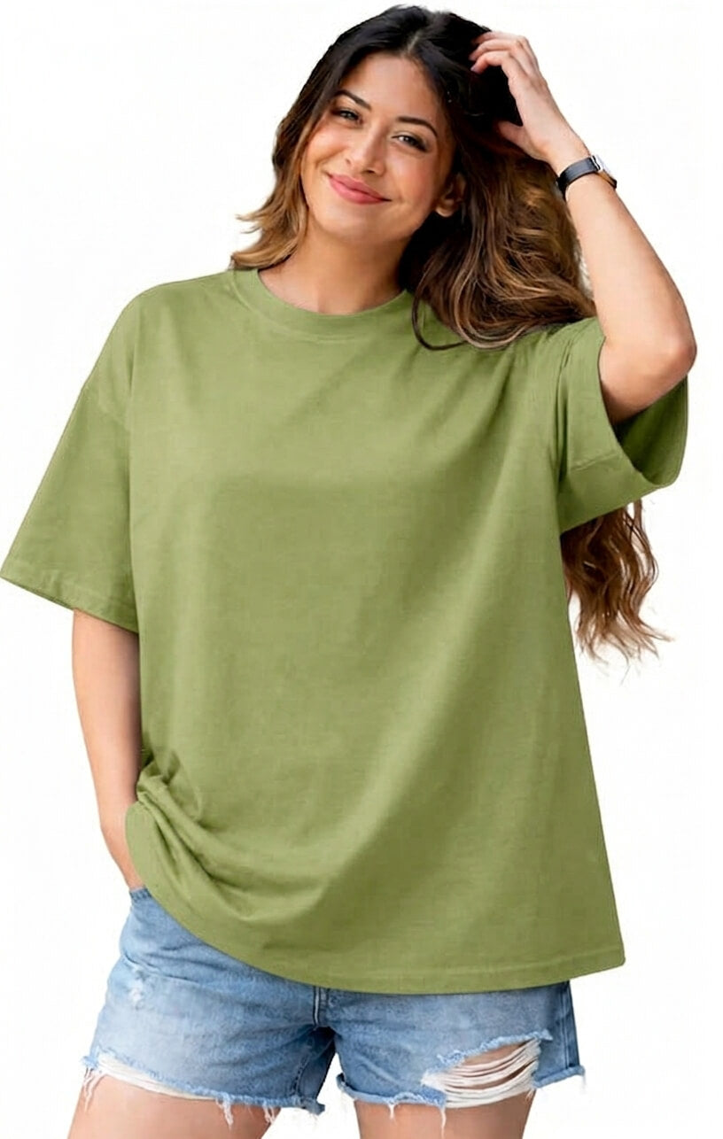 Ladied Drop Shoulder Solid T shirt