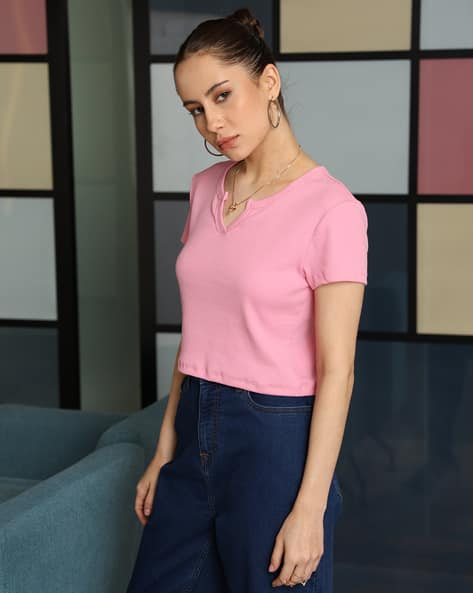 Ladies Premium Crop Tops V Neck