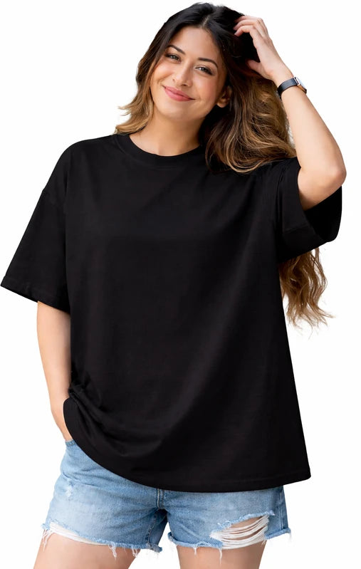 Ladied Drop Shoulder Solid T shirt